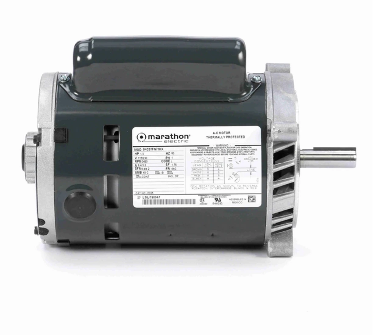 J1025 Marathon 1/3 Hp Basic Jet Pump Motor 3600 RPM 115/230V ODP 56C Frame (no Base) 5 J1025 Marathon 1/3 Hp Basic Jet Pump Motor 3600 RPM 115/230V ODP 56C Frame (no Base) - Image 3