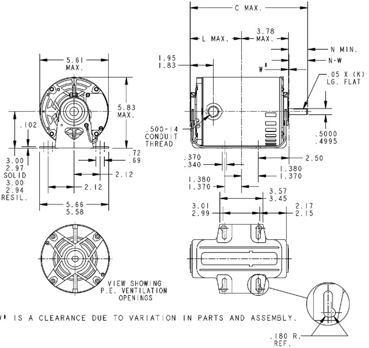 D107 Marathon 1/6 Hp (1 Speed) 115V 1800 RPM ODP 48 Frame Resilient Base Blower Motor 6 D107 Marathon 1/6 Hp (1 Speed) 115V 1800 RPM ODP 48 Frame Resilient Base Blower Motor - Image 4