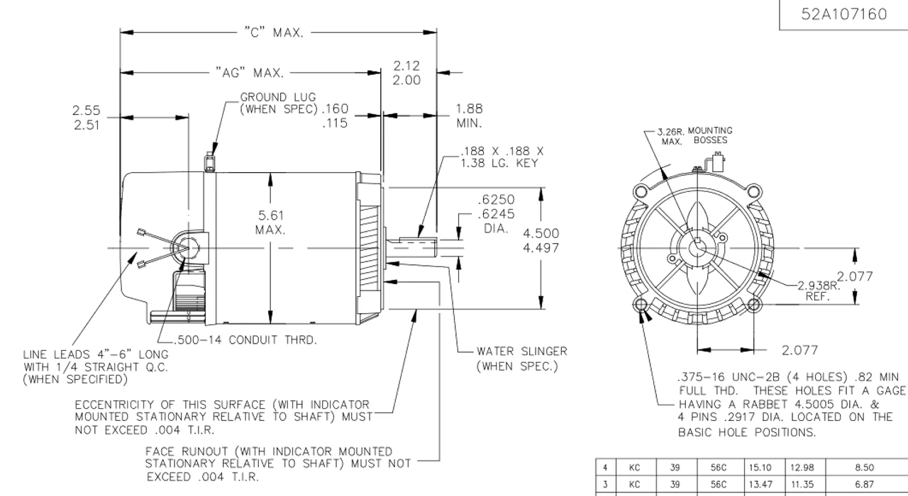 C1081 Marathon 1/3 Hp 2-Compartment Jet Pump Motor 3600 RPM 115/230V ODP 56C Frame (no Base) 4 C1081 Marathon 1/3 Hp 2-Compartment Jet Pump Motor 3600 RPM 115/230V ODP 56C Frame (no Base) - Image 2