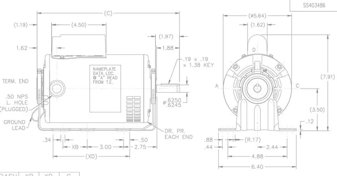 S115 Marathon 3/4 Hp (1 Speed) 115/230V 1800 RPM ODP 56 Frame Cap Start Resilient Base Motor 6 S115 Marathon 3/4 Hp (1 Speed) 115/230V 1800 RPM ODP 56 Frame Cap Start Resilient Base Motor - Image 4