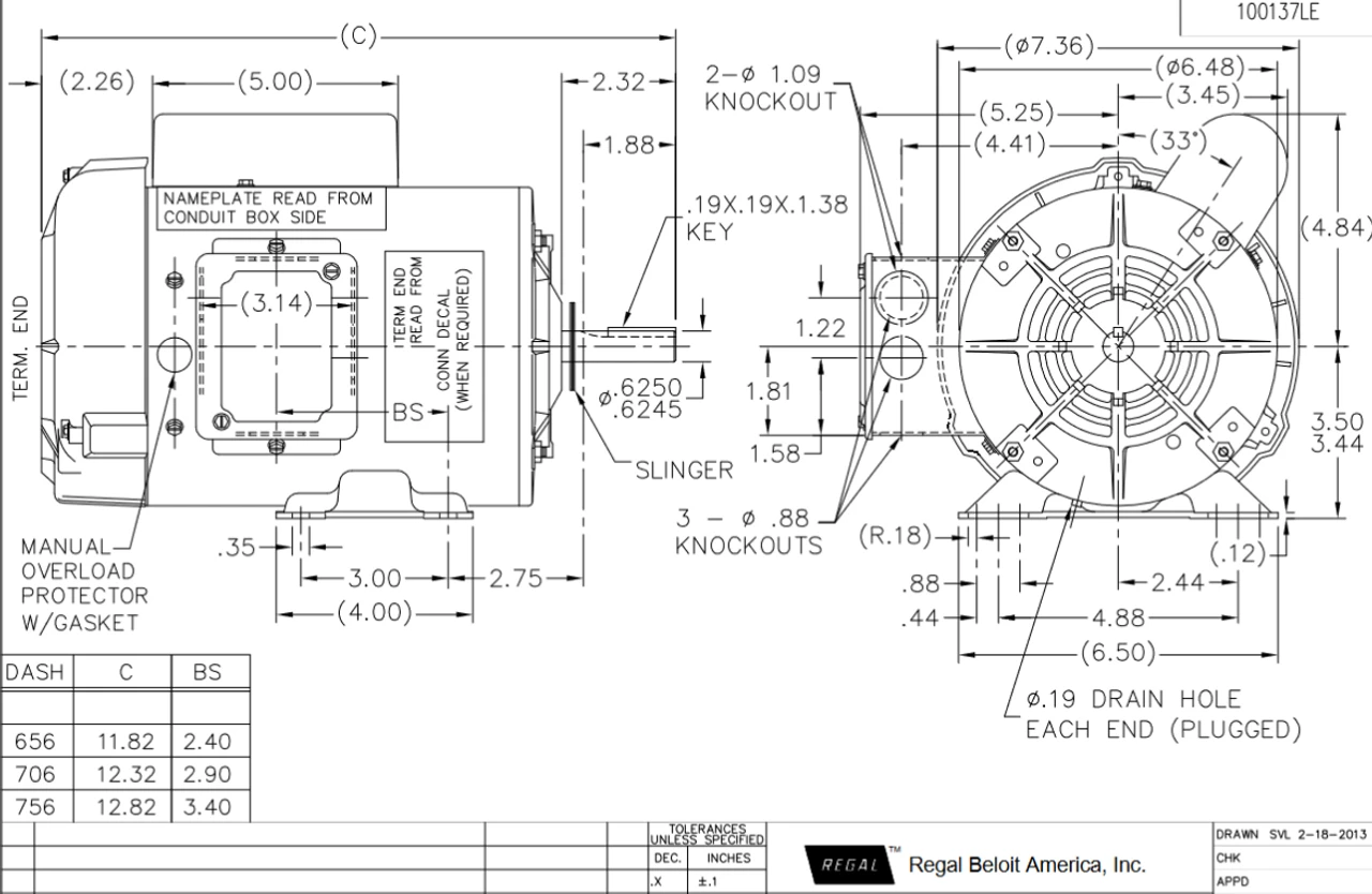 117865.00 Leeson 1 Hp 115/208-230V 1800 RPM 56 Frame TEFC Cap Start Agricultural Motor 5 117865.00 Leeson 1 Hp 115/208-230V 1800 RPM 56 Frame TEFC Cap Start Agricultural Motor - Image 3