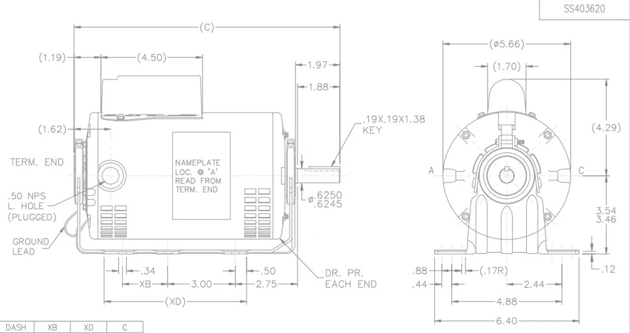 D118 Marathon 1 Hp (1 Speed) 115/208-230V 3600 RPM ODP 56 Frame Cap Start Resilient Base Motor 6 D118 Marathon 1 Hp (1 Speed) 115/208-230V 3600 RPM ODP 56 Frame Cap Start Resilient Base Motor - Image 4