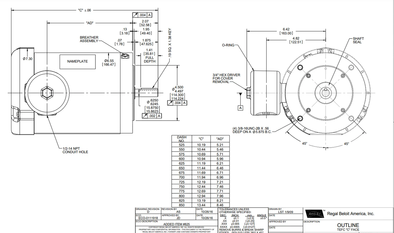 119498.00 Leeson Extreme Duck 1 1/2 Hp 1800 RPM 208-230/460V 3-Phase 56C Frame TEFC (no Base) Motor 5 119498.00 Leeson Extreme Duck 1 1/2 Hp 1800 RPM 208-230/460V 3-Phase 56C Frame TEFC (no Base) Motor - Image 3