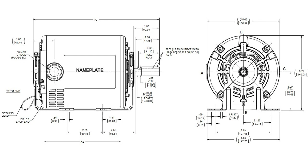 S126 Marathon 1/4 Hp (1 Speed) 115V 1800 RPM ODP 48Z Frame Resilient Base Blower Motor 5 S126 Marathon 1/4 Hp (1 Speed) 115V 1800 RPM ODP 48Z Frame Resilient Base Blower Motor - Image 3