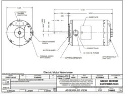 1326 Nidec | 1 Hp 1140 RPM 1-Speed 200-230/460, 190/3480V; 5.6" Blower Motor -MotorHub Shop 1326 dim 50847.1569941931