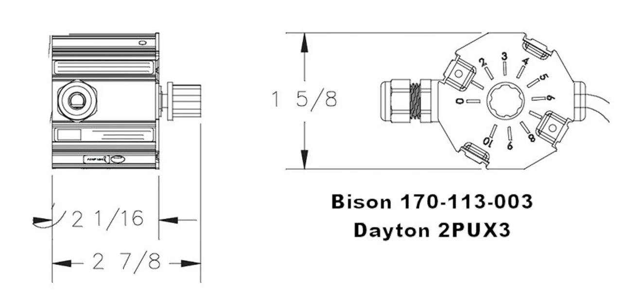 Bison Direct Mount Gear Motor Speed Controller 1/35-1/6HP, 90VDC # 170-113-0003 4 Bison Direct Mount Gear Motor Speed Controller 1/35-1/6HP, 90VDC # 170-113-0003 - Image 2