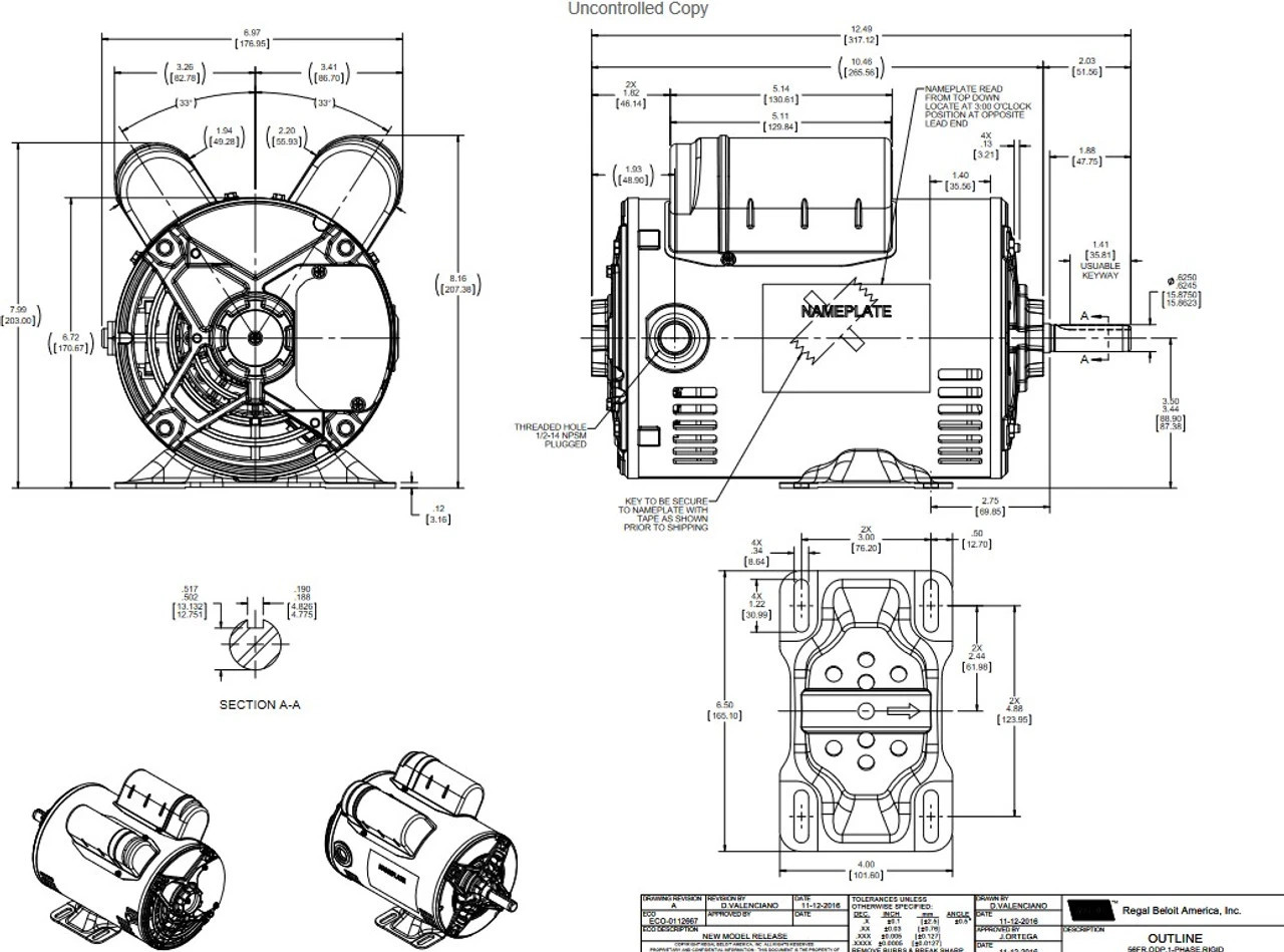C177A Marathon 3/4 Hp 115/208-230V 1800 RPM ODP 56 Frame Cap Start/Run Motor 6 C177A Marathon 3/4 Hp 115/208-230V 1800 RPM ODP 56 Frame Cap Start/Run Motor - Image 4