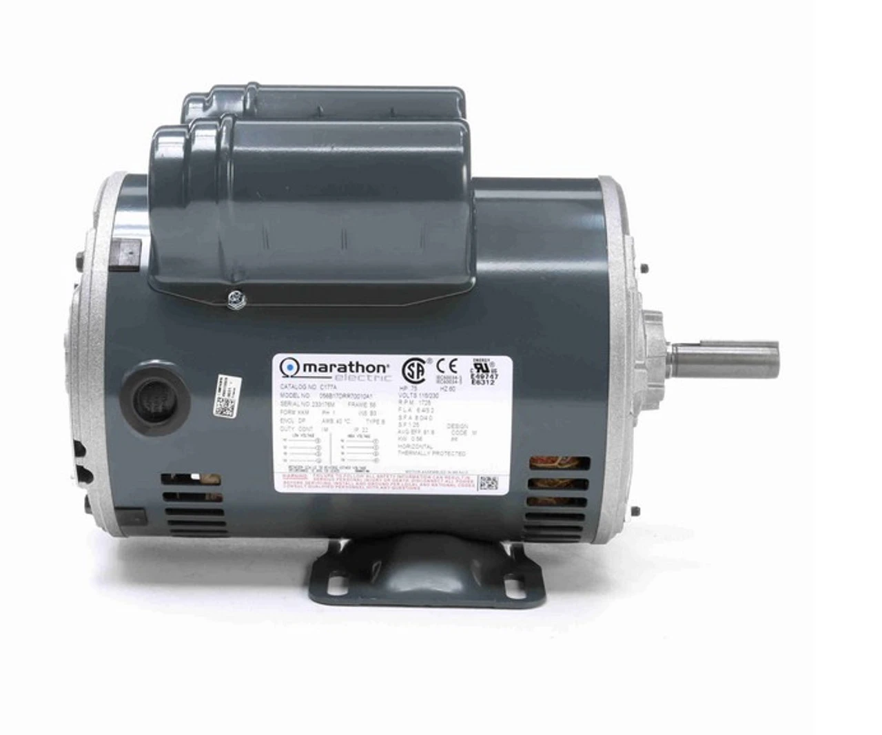 C177A Marathon 3/4 Hp 115/208-230V 1800 RPM ODP 56 Frame Cap Start/Run Motor 5 C177A Marathon 3/4 Hp 115/208-230V 1800 RPM ODP 56 Frame Cap Start/Run Motor - Image 3