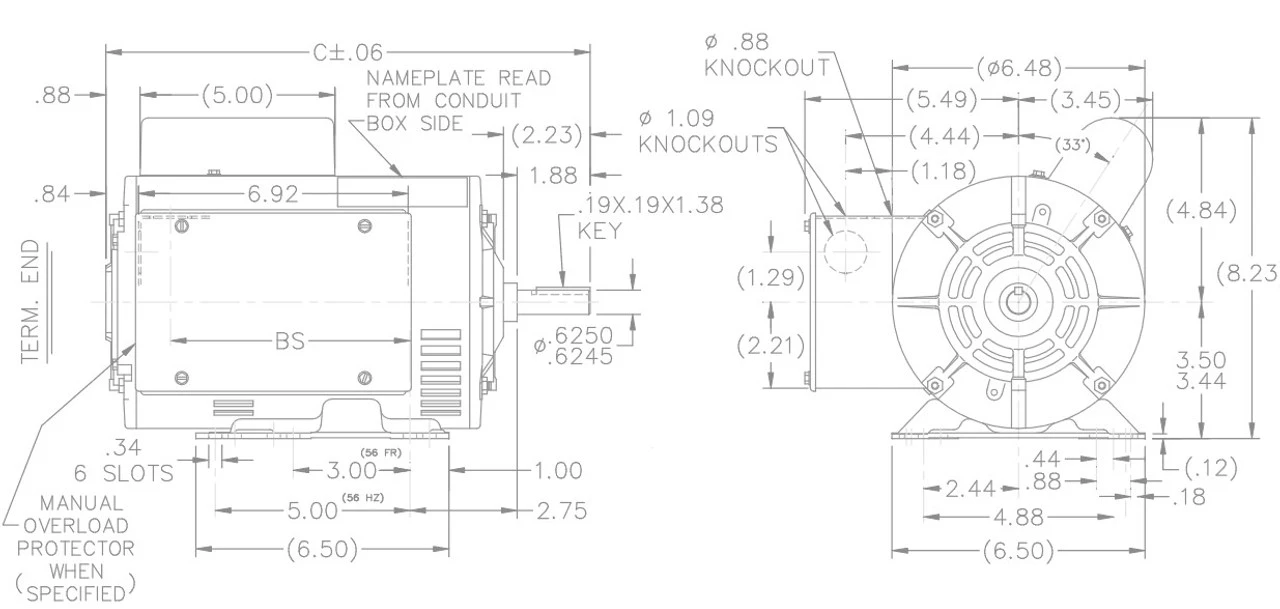 D017 Marathon 5 Hp (1 Speed) 230V 3600 RPM ODP 56H Frame Cap Start/Run Pressure Washer Motor 6 D017 Marathon 5 Hp (1 Speed) 230V 3600 RPM ODP 56H Frame Cap Start/Run Pressure Washer Motor - Image 4