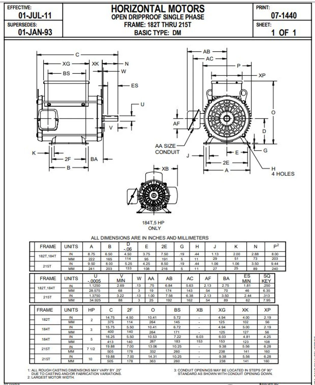 D5C2K18 Nidec | 5 Hp 1800 RPM 184T Frame ODP 230V Nidec Compressor Motor 4 D5C2K18 Nidec | 5 Hp 1800 RPM 184T Frame ODP 230V Nidec Compressor Motor - Image 2