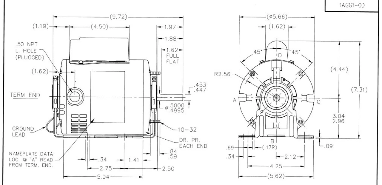 1AGG1 Dayton 1/4 Hp Belt Drive Blower Cap Start Motor 1725 RPM 115/208-230V 4 1AGG1 Dayton 1/4 Hp Belt Drive Blower Cap Start Motor 1725 RPM 115/208-230V - Image 2