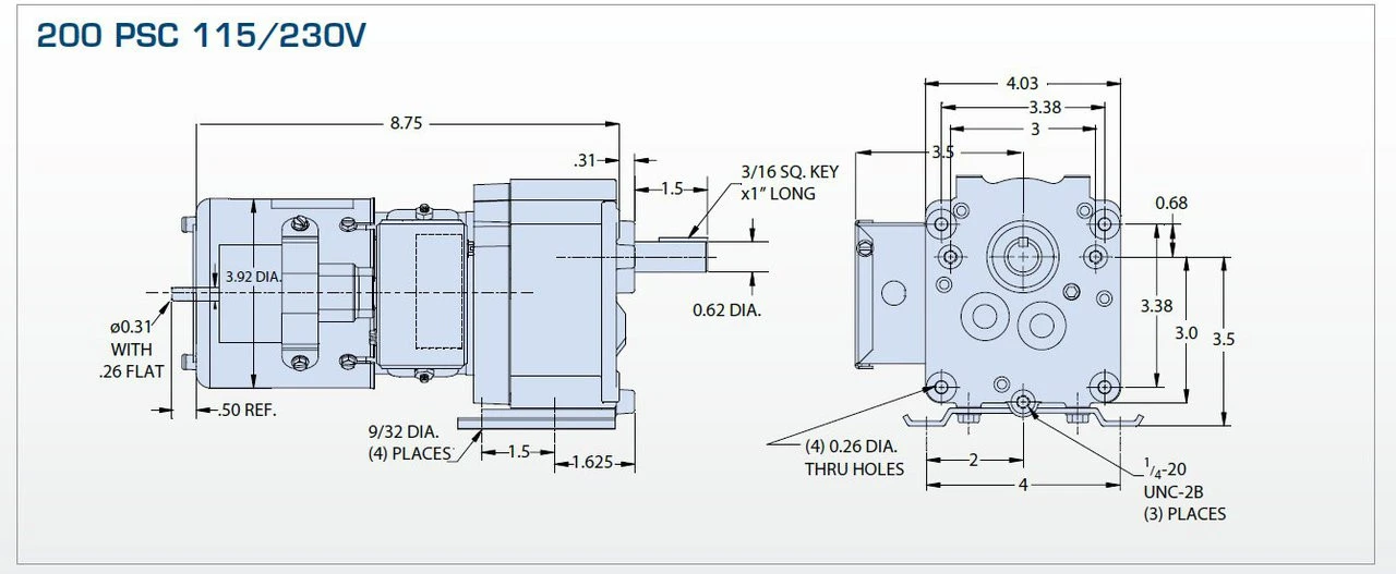 Bison 016-200-8100 Gear Motor 1/15 Hp 15 RPM 115/230V 60 HZ. 4 Bison 016-200-8100 Gear Motor 1/15 Hp 15 RPM 115/230V 60 HZ. - Image 2