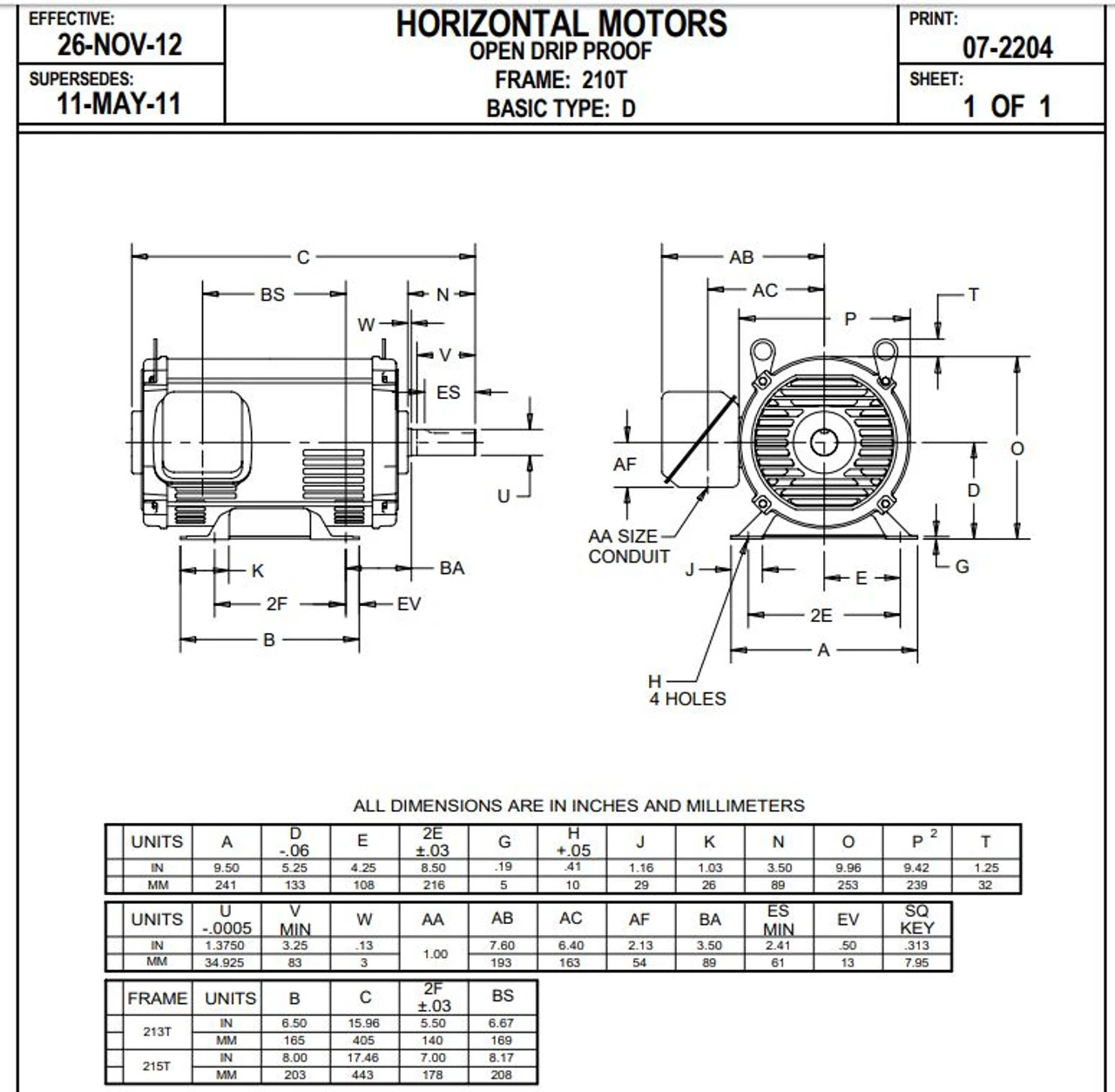D15P1D Nidec | 15 Hp 3600 RPM 215T Frame 208-230/460V ODP Electric Motor Nidec 4 D15P1D Nidec | 15 Hp 3600 RPM 215T Frame 208-230/460V ODP Electric Motor Nidec - Image 2