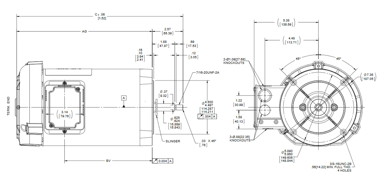 KG236A Marathon 1 1/2 Hp 3-Phase Jet Pump Motor 3600 RPM 230/460V TEFC 56J Frame (no Base) 6 KG236A Marathon 1 1/2 Hp 3-Phase Jet Pump Motor 3600 RPM 230/460V TEFC 56J Frame (no Base) - Image 4