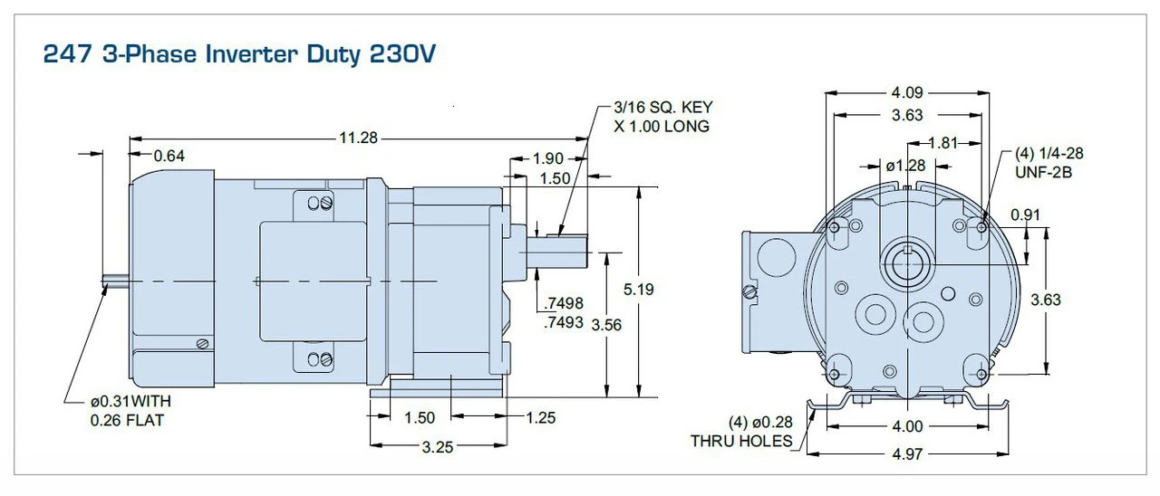 Bison 017-247-0216 Inverter Duty Gear Motor 8 RPM 1/4 Hp 230V 4 Bison 017-247-0216 Inverter Duty Gear Motor 8 RPM 1/4 Hp 230V - Image 2