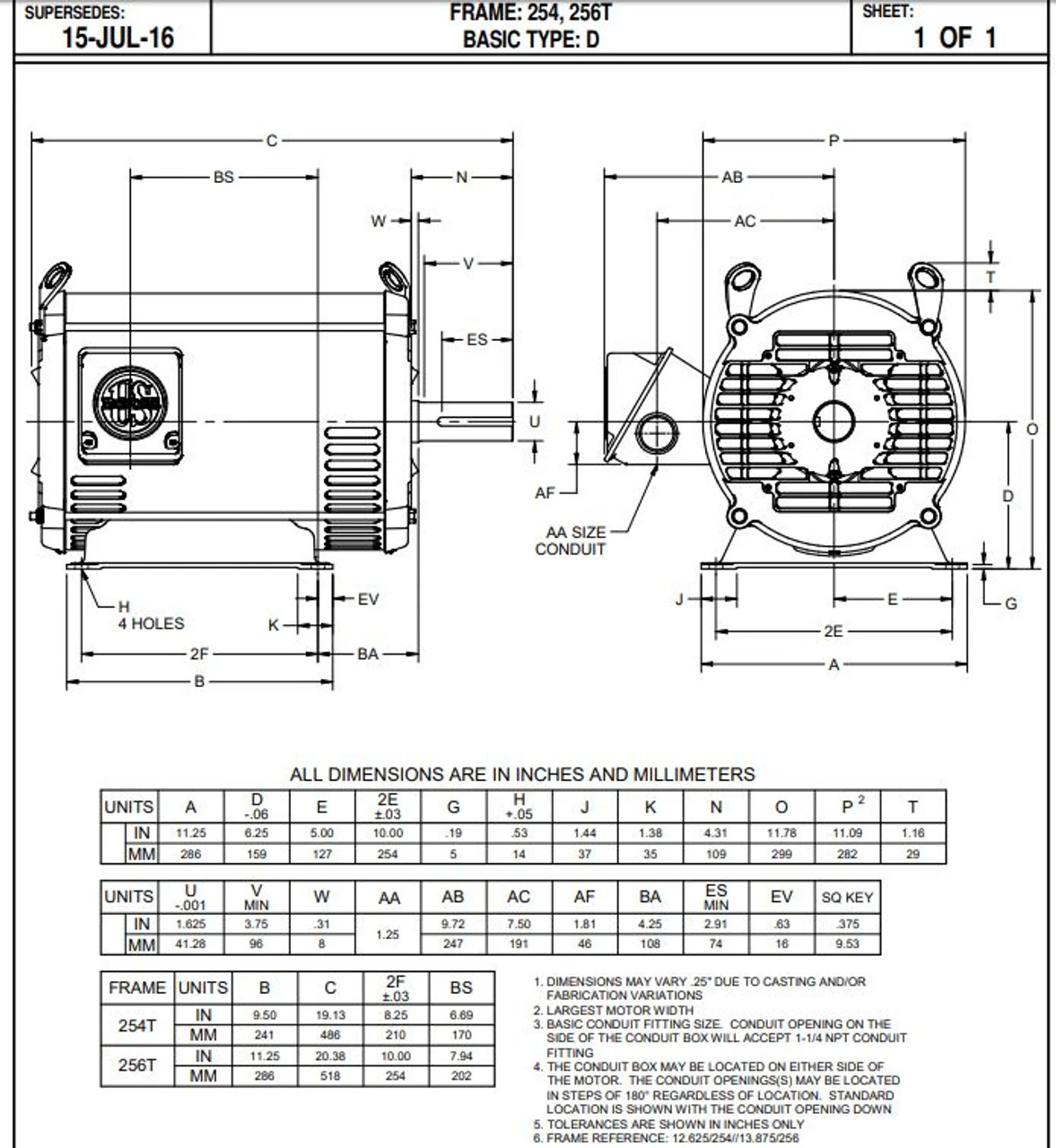 D7P3D Nidec | 7.5 Hp 1200 RPM 254T Frame 208-230/460V ODP Electric Motor Nidec 4 D7P3D Nidec | 7.5 Hp 1200 RPM 254T Frame 208-230/460V ODP Electric Motor Nidec - Image 2