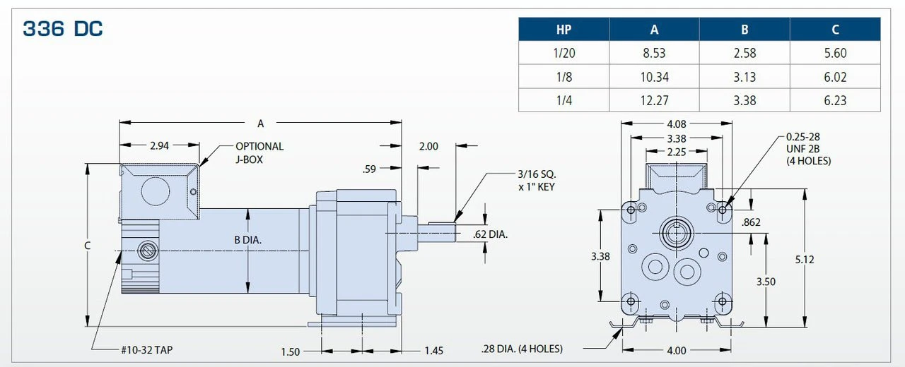 Bison 011-336-2015 Gear Motor 1/8 Hp 121 RPM 90/130VDC 4 Bison 011-336-2015 Gear Motor 1/8 Hp 121 RPM 90/130VDC - Image 2