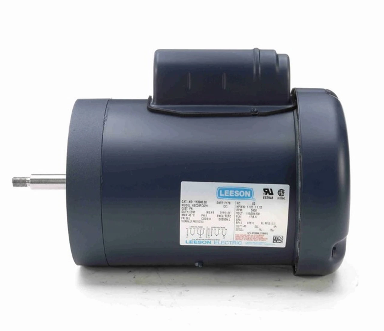 113640.00 Leeson 1 1/2 Hp 3600 RPM 115/208-230V 56J Frame TEFC 1-Phase Jet Pump Motor 3 113640.00 Leeson 1 1/2 Hp 3600 RPM 115/208-230V 56J Frame TEFC 1-Phase Jet Pump Motor