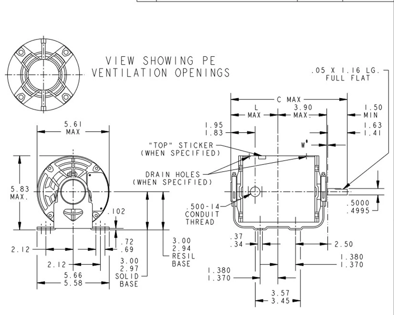 4389 Marathon 1/6 Hp (2 Speed) 115V 1800/1200 RPM ODP 48 Frame Resilient Base Blower Motor 6 4389 Marathon 1/6 Hp (2 Speed) 115V 1800/1200 RPM ODP 48 Frame Resilient Base Blower Motor - Image 4