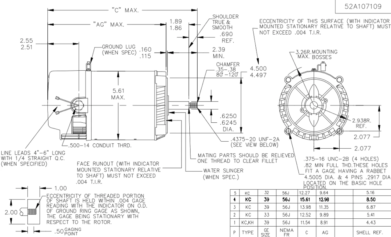 H440 Marathon 1/3 Hp 2-Compartment Jet Pump Motor 3600 RPM 115V ODP 56J Frame (no Base) 6 H440 Marathon 1/3 Hp 2-Compartment Jet Pump Motor 3600 RPM 115V ODP 56J Frame (no Base) - Image 4
