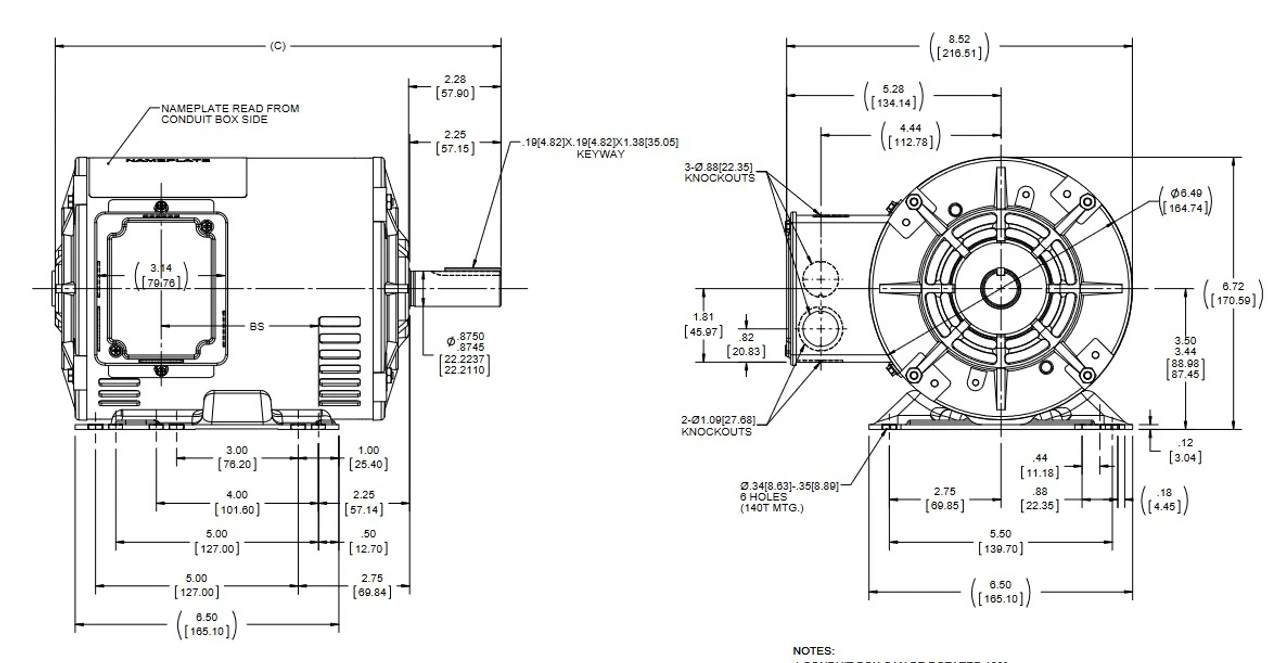 Y465 Marathon 1 Hp (2 Speed) 460V 1800/900 RPM ODP 145T Frame 3-Phase Variable Torque Motor 6 Y465 Marathon 1 Hp (2 Speed) 460V 1800/900 RPM ODP 145T Frame 3-Phase Variable Torque Motor - Image 4