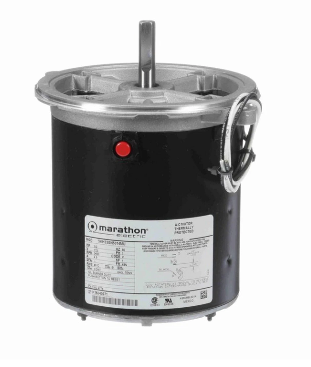 4774 Marathon 1/3 Hp (1 Speed) 115V 3600 RPM TENV 48N Frame Split Phase Oil Burner Motor 3 4774 Marathon 1/3 Hp (1 Speed) 115V 3600 RPM TENV 48N Frame Split Phase Oil Burner Motor