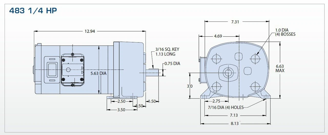 Bison 011-483-4012 Gear Motor 1/4 Hp 144 RPM 90VDC 4 Bison 011-483-4012 Gear Motor 1/4 Hp 144 RPM 90VDC - Image 2