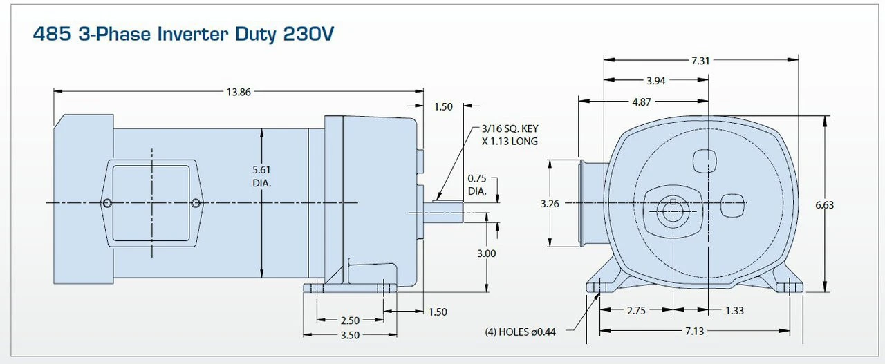 Bison 017-485-0020 Inverter Duty Gear Motor 1/2 Hp 90 RPM 230V 4 Bison 017-485-0020 Inverter Duty Gear Motor 1/2 Hp 90 RPM 230V - Image 2