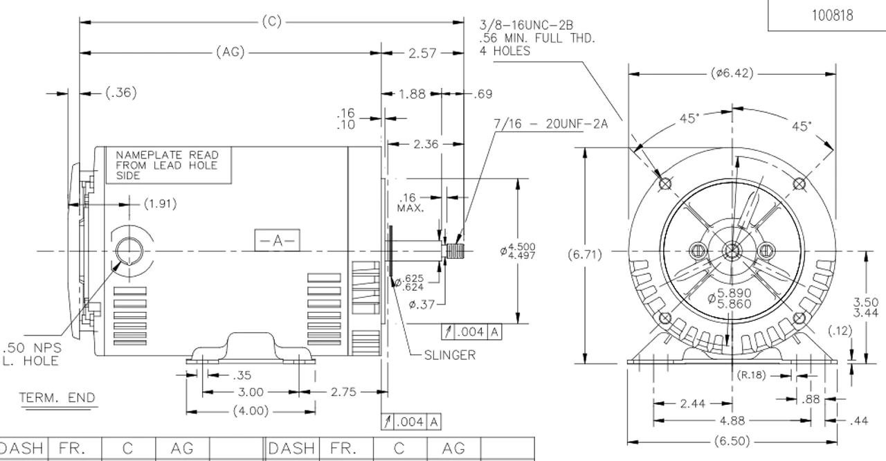 J048 Marathon 1/2 Hp 3-Phase Jet Pump Motor 3600 RPM 208-230/460V ODP 56J Frame (rigid Base) 6 J048 Marathon 1/2 Hp 3-Phase Jet Pump Motor 3600 RPM 208-230/460V ODP 56J Frame (rigid Base) - Image 4
