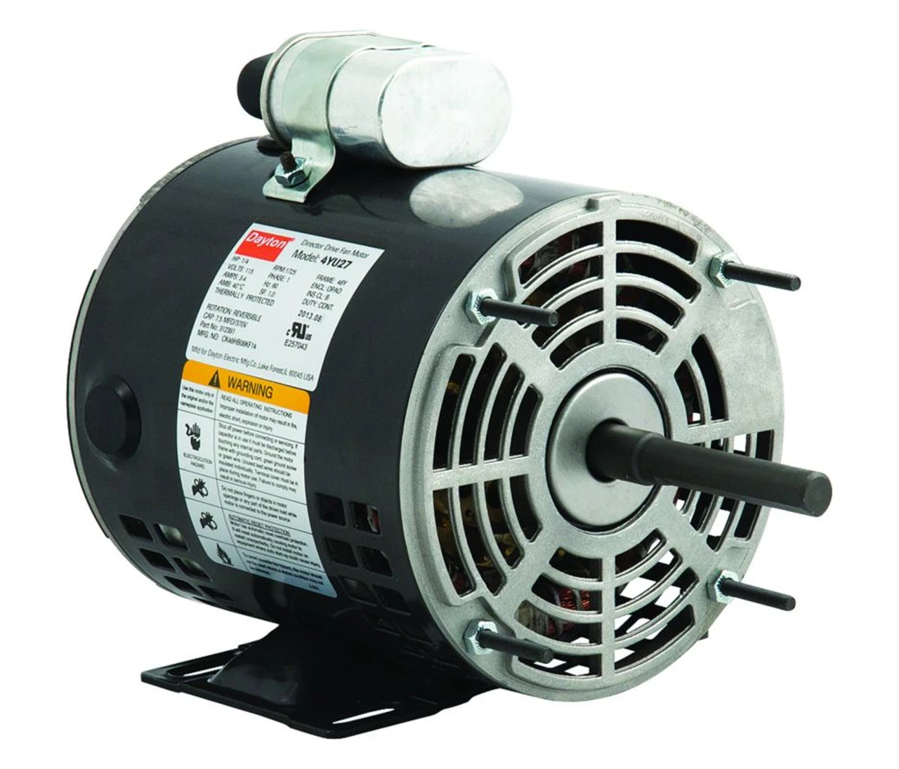 4YU27 Dayton 1/4 HP Direct Drive Blower Motor 1725 RPM 115V 3 4YU27 Dayton 1/4 HP Direct Drive Blower Motor 1725 RPM 115V