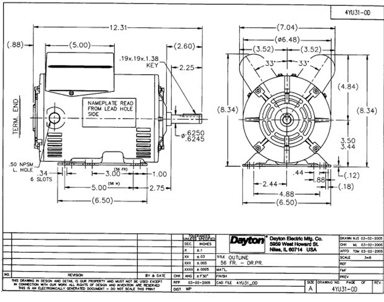 1.5 Hp Belt Drive Blower Cap Start Motor 1725 RPM 115/208-230V Dayton 4YU31 5 1.5 Hp Belt Drive Blower Cap Start Motor 1725 RPM 115/208-230V Dayton 4YU31 - Image 3