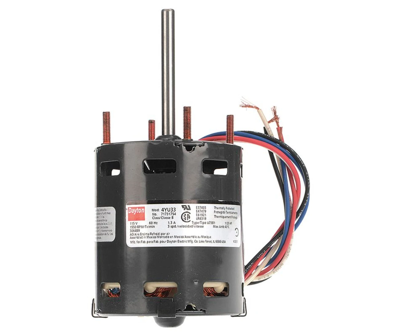 4YU33 Dayton 1/25 HP Direct Drive Blower Motor 1550 RPM, 3-Spd 115V 3 4YU33 Dayton 1/25 HP Direct Drive Blower Motor 1550 RPM, 3-Spd 115V