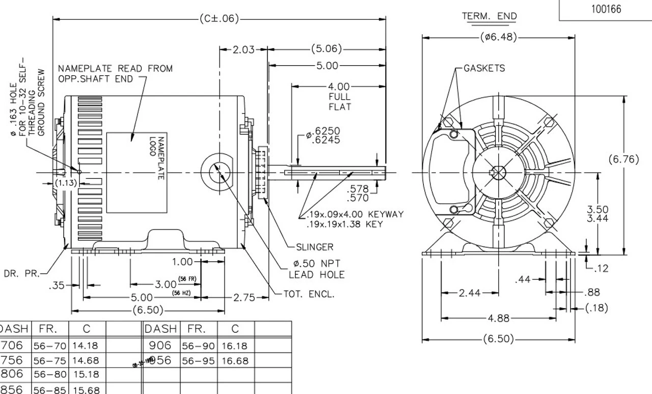 X523 Marathon 1 1/2 Hp 3-phase 208-230/460V 1140 RPM OPAO 56HZ Frame Condenser Fan Motor 6 X523 Marathon 1 1/2 Hp 3-phase 208-230/460V 1140 RPM OPAO 56HZ Frame Condenser Fan Motor - Image 4