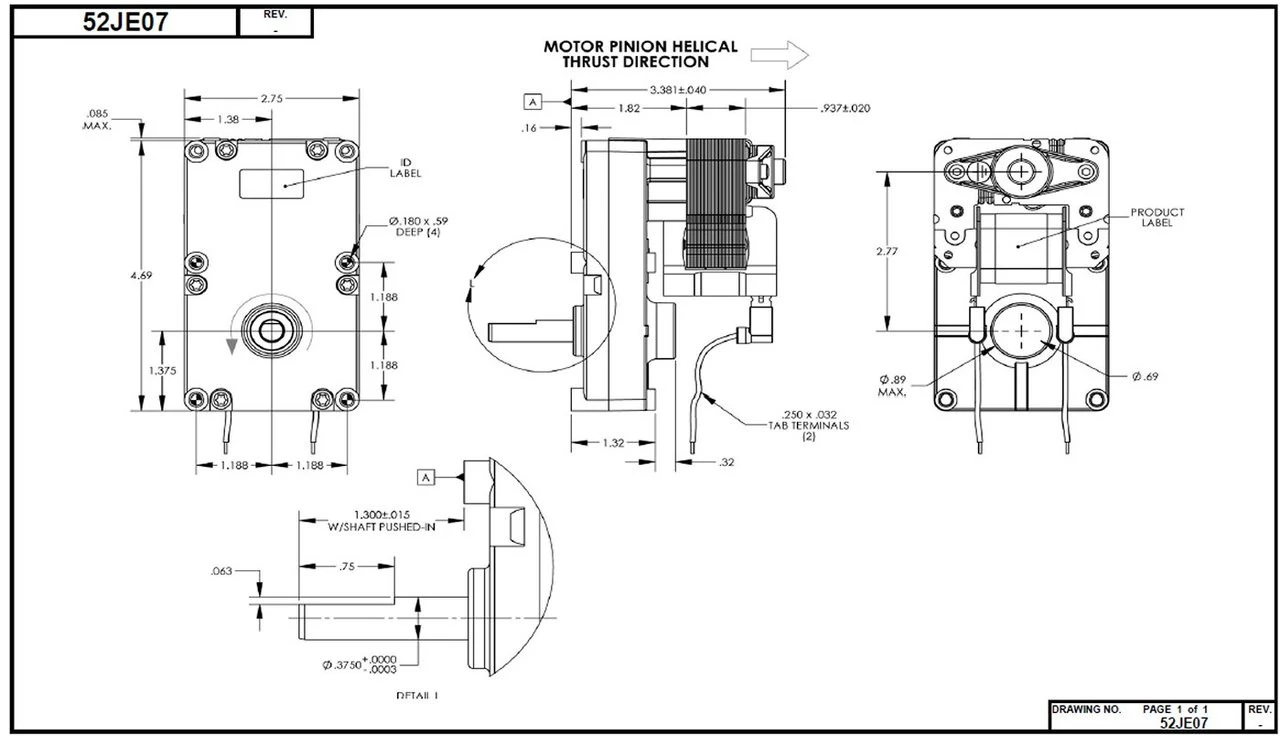 Dayton Model 52JE07 Gear Motor 3/8" Shaft 4 RPM CCW 115V (pellet Stove) 4 Dayton Model 52JE07 Gear Motor 3/8" Shaft 4 RPM CCW 115V (pellet Stove) - Image 2