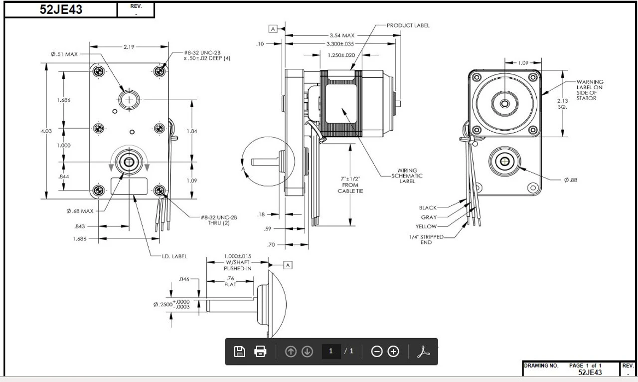 Dayton Model 52JE43 Gear Motor 25 RPM 1/150 Hp 115V With Brake 4 Dayton Model 52JE43 Gear Motor 25 RPM 1/150 Hp 115V With Brake - Image 2
