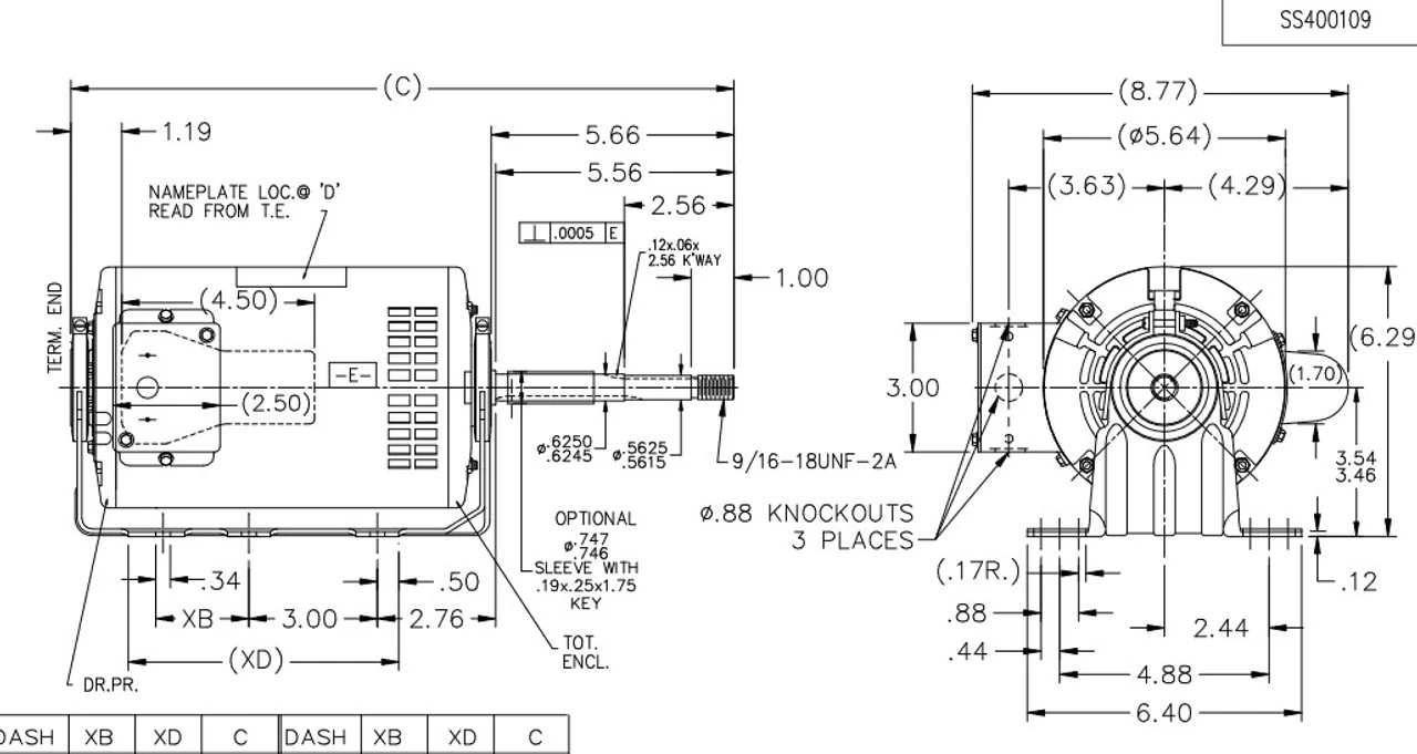 X602 Marathon 1/2 Hp (1 Speed) 115/208-230V 1800 RPM ODP 56Z Frame PSC Resilient Base Motor 6 X602 Marathon 1/2 Hp (1 Speed) 115/208-230V 1800 RPM ODP 56Z Frame PSC Resilient Base Motor - Image 4