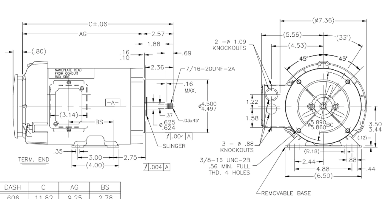 J063A Marathon 1 Hp 3-Phase Jet Pump Motor 3600 RPM 230/460V TEFC 56J Frame (rigid Base) 6 J063A Marathon 1 Hp 3-Phase Jet Pump Motor 3600 RPM 230/460V TEFC 56J Frame (rigid Base) - Image 4