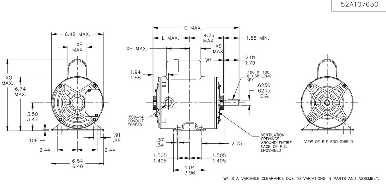 C704 Marathon 1 1/2 Hp (1 Speed) 115/230V 3600 RPM ODP 56 Frame Cap Start Pressure Washer Motor 6 C704 Marathon 1 1/2 Hp (1 Speed) 115/230V 3600 RPM ODP 56 Frame Cap Start Pressure Washer Motor - Image 4