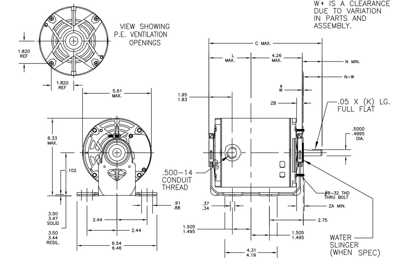 HG706 Marathon 1/3 Hp (2 Speed) 115V 1800/1200 RPM ODP 56Z Frame Resilient Base Blower Motor 6 HG706 Marathon 1/3 Hp (2 Speed) 115V 1800/1200 RPM ODP 56Z Frame Resilient Base Blower Motor - Image 4