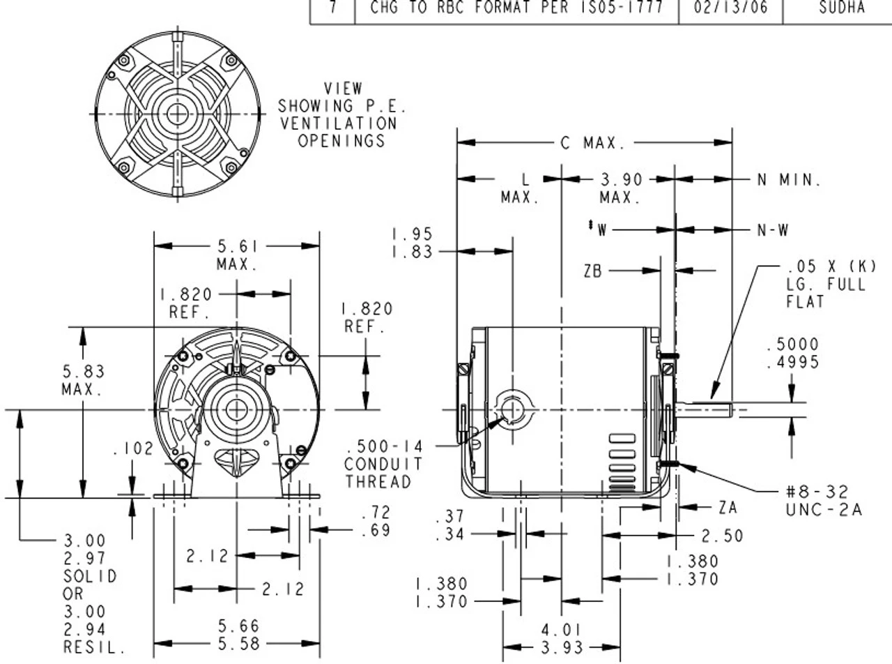 HG710 Marathon 1/2 Hp (1 Speed) 115V 1800 RPM ODP 48Z Frame Resilient Base Blower Motor 6 HG710 Marathon 1/2 Hp (1 Speed) 115V 1800 RPM ODP 48Z Frame Resilient Base Blower Motor - Image 4