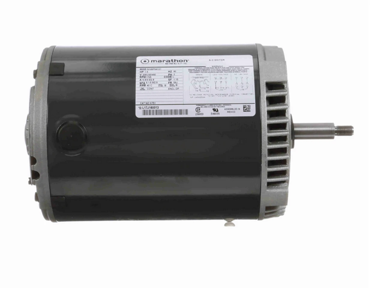 K751 Marathon 1 1/2 Hp 3-Phase Jet Pump Motor 1800 RPM 208-230/460V ODP 56J Frame (no Base) 5 K751 Marathon 1 1/2 Hp 3-Phase Jet Pump Motor 1800 RPM 208-230/460V ODP 56J Frame (no Base) - Image 3