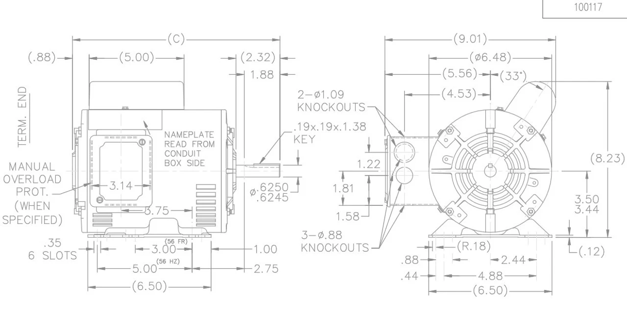 G951 Marathon 1 1/2 Hp (1 Speed) 115/230V 1800 RPM ODP 56H Frame Cap Start Pressure Washer Motor 6 G951 Marathon 1 1/2 Hp (1 Speed) 115/230V 1800 RPM ODP 56H Frame Cap Start Pressure Washer Motor - Image 4