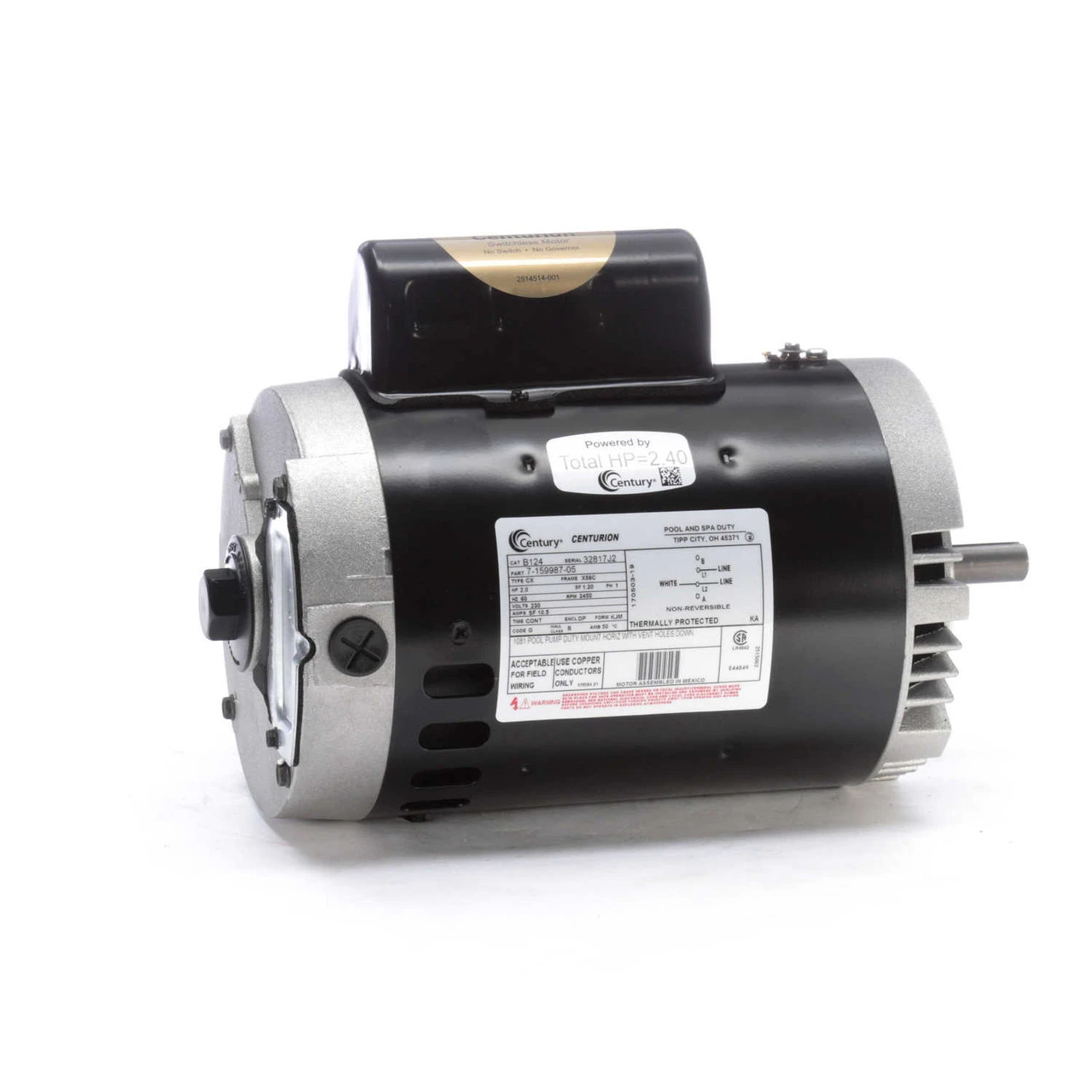 B124 Century 2 Hp 3450 RPM 56C Frame 230V Swimming Pool - Jet Pump Motor Century # B124 4 B124 Century 2 Hp 3450 RPM 56C Frame 230V Swimming Pool - Jet Pump Motor Century # B124 - Image 2