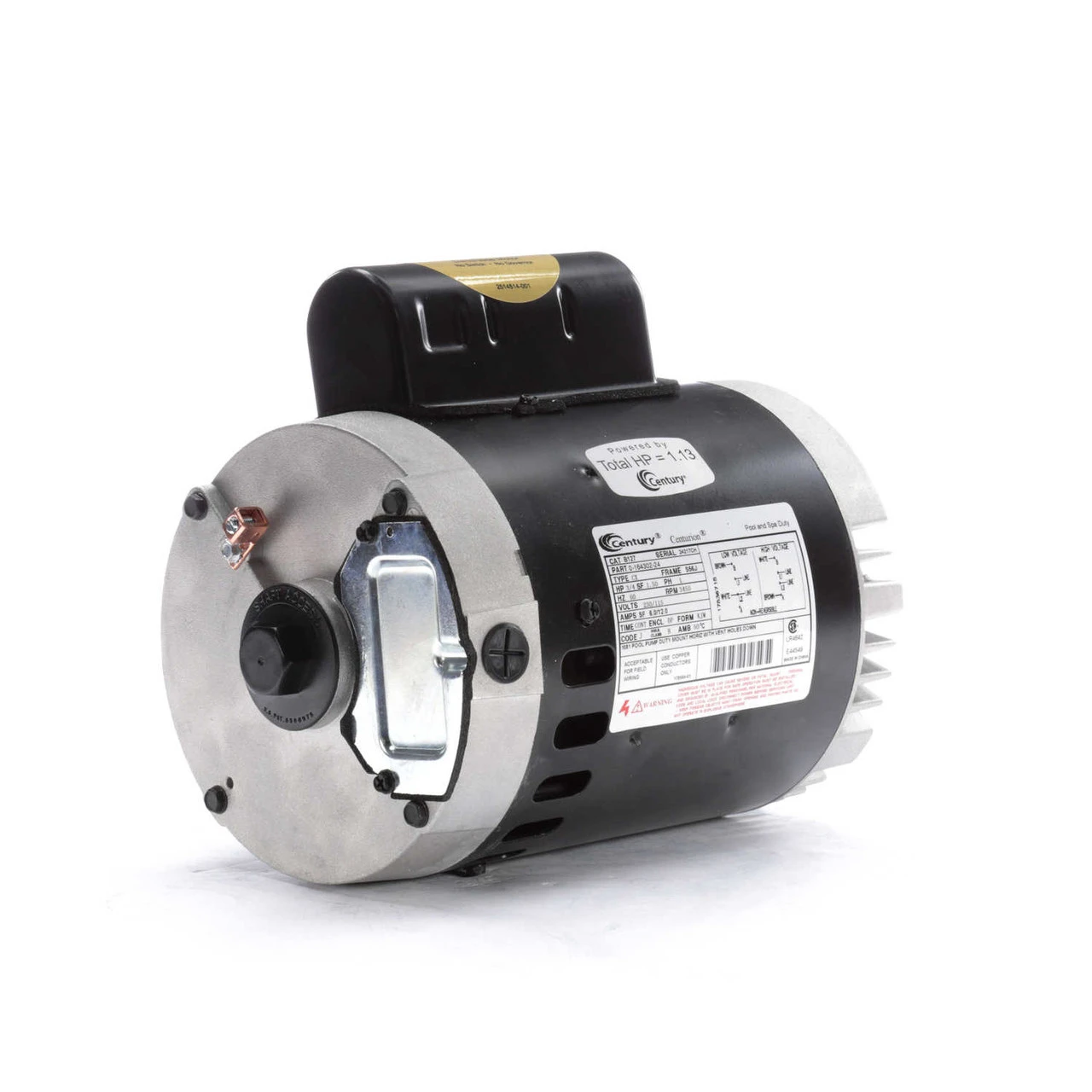 B127 Century 3/4 Hp 3450 RPM 56J Frame 115/230V Switchless Swimming Pool Pump Motor Century # B127 5 B127 Century 3/4 Hp 3450 RPM 56J Frame 115/230V Switchless Swimming Pool Pump Motor Century # B127 - Image 3