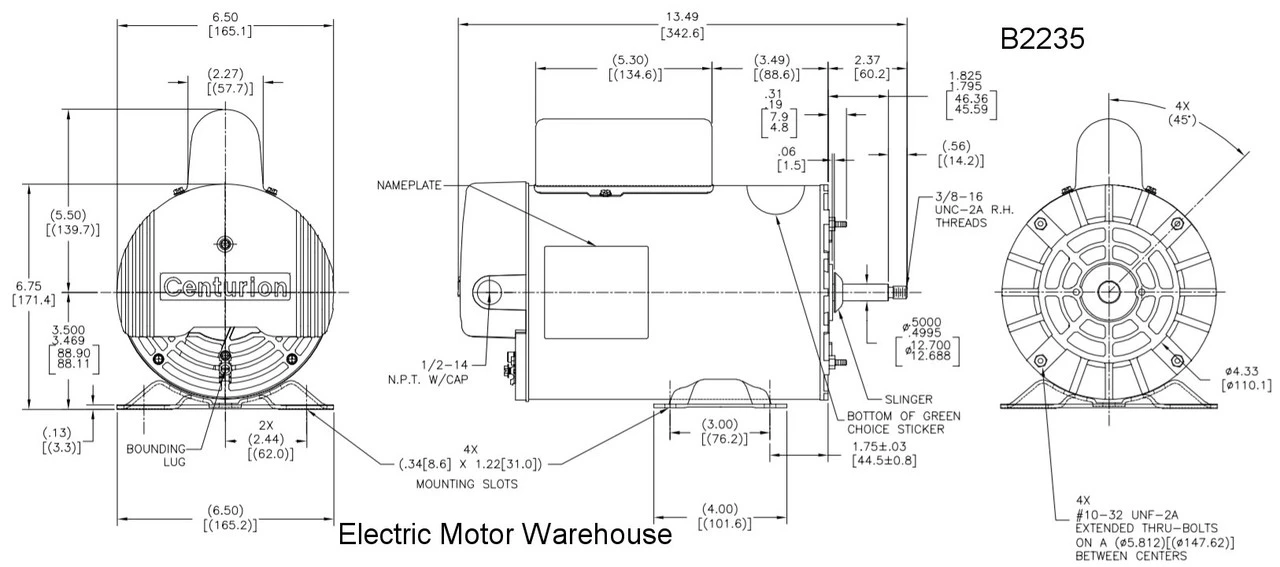 B2235 Century 4 Hp 3450/1725 RPM 56Y Frame 230V 2-Speed Pool & Spa Electric Motor Century # B2235 6 B2235 Century 4 Hp 3450/1725 RPM 56Y Frame 230V 2-Speed Pool & Spa Electric Motor Century # B2235 - Image 4