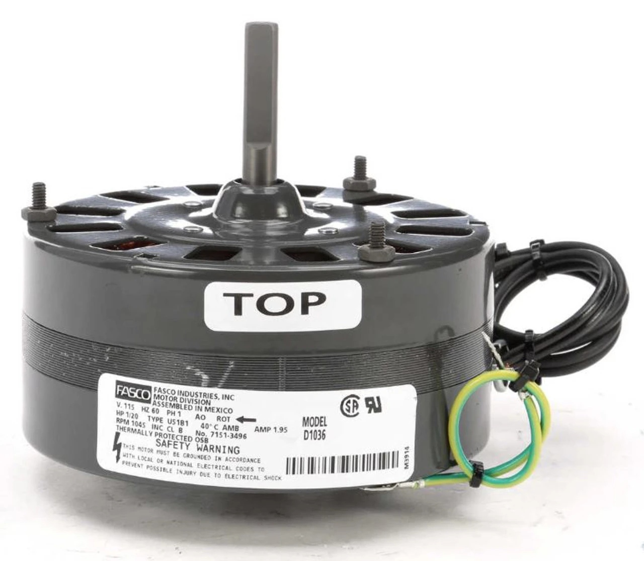 Fasco D1037 Motor | 1/20 Hp 1045 RPM 115 Volts (Penn Vent 7151-2139) 4 Fasco D1037 Motor | 1/20 Hp 1045 RPM 115 Volts (Penn Vent 7151-2139) - Image 2