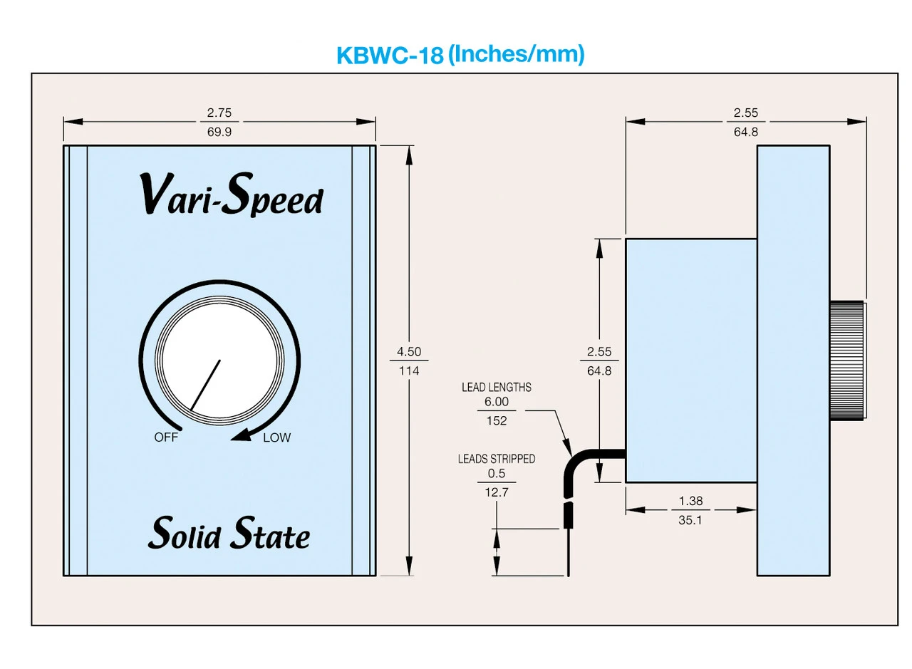 KBWC-18 | KB Electronics Solid State Variable Speed AC Electric Motor Control 8.0 Max Amps 115V 5 KBWC-18 | KB Electronics Solid State Variable Speed AC Electric Motor Control 8.0 Max Amps 115V - Image 3
