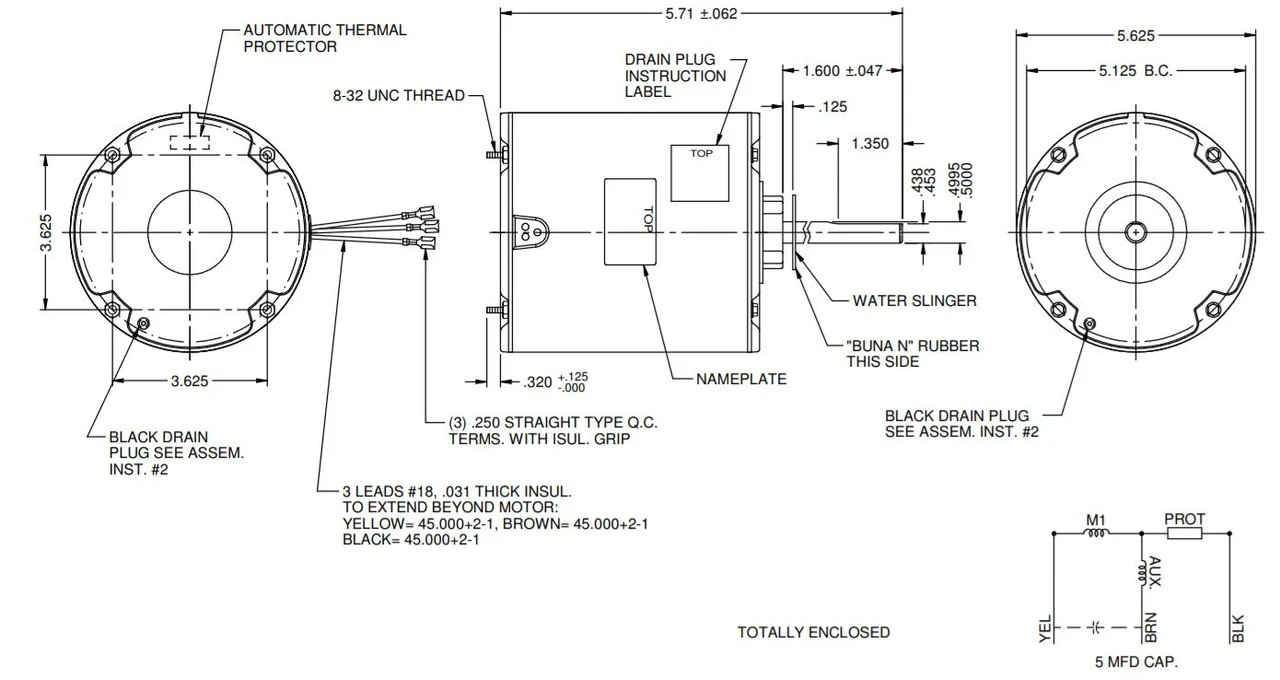 3402 Nidec | Carrier Condenser Motor K055SWG7925013B 1/10 Hp, 1100 RPM, 208-230V By US Motors 4 3402 Nidec | Carrier Condenser Motor K055SWG7925013B 1/10 Hp, 1100 RPM, 208-230V By US Motors - Image 2
