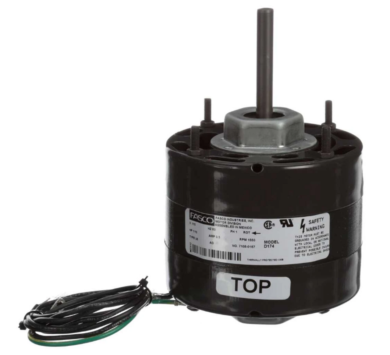 Fasco D174 Motor | 1/10 Hp 1500 RPM CW 4.4" Diameter 115 Volts 3 Fasco D174 Motor | 1/10 Hp 1500 RPM CW 4.4" Diameter 115 Volts
