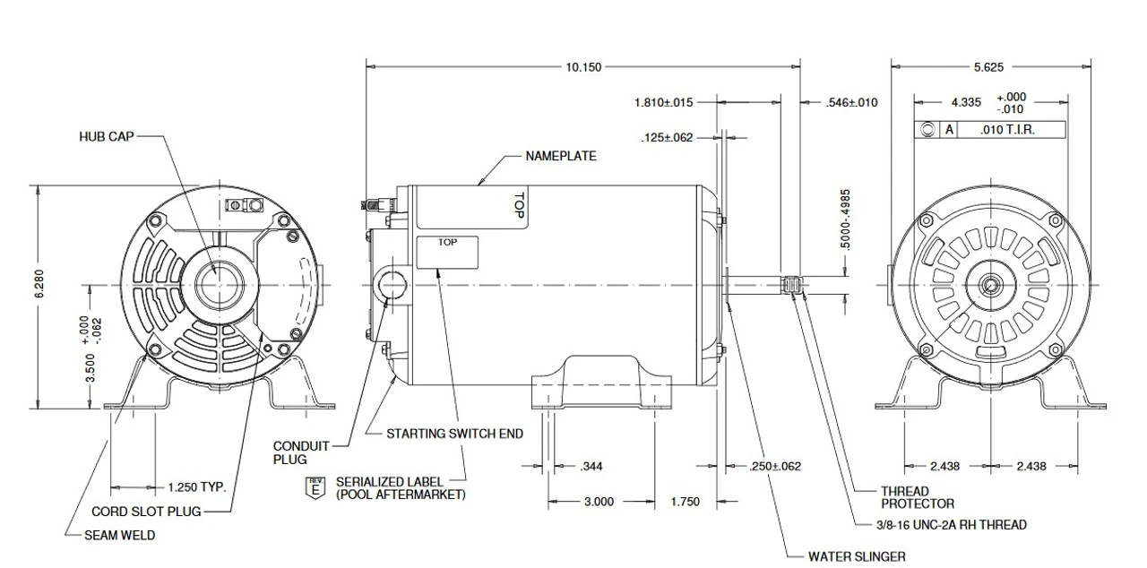 AGH75FL1 US Motors 3/4 Hp 3450 RPM 48 Frame 230V Thru-Bolt Pool-Spa Motor 3 AGH75FL1 US Motors 3/4 Hp 3450 RPM 48 Frame 230V Thru-Bolt Pool-Spa Motor